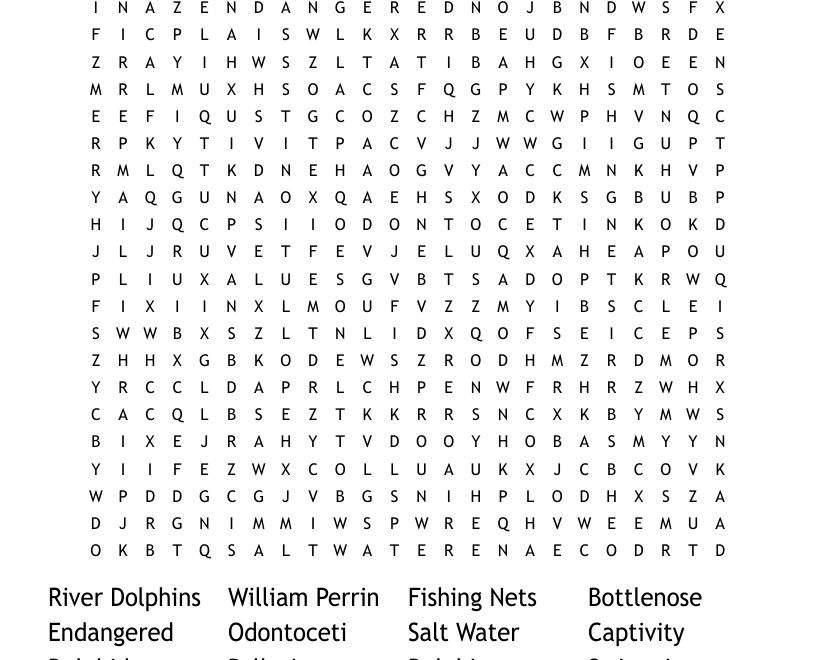 Dolphins Word Search WordMint