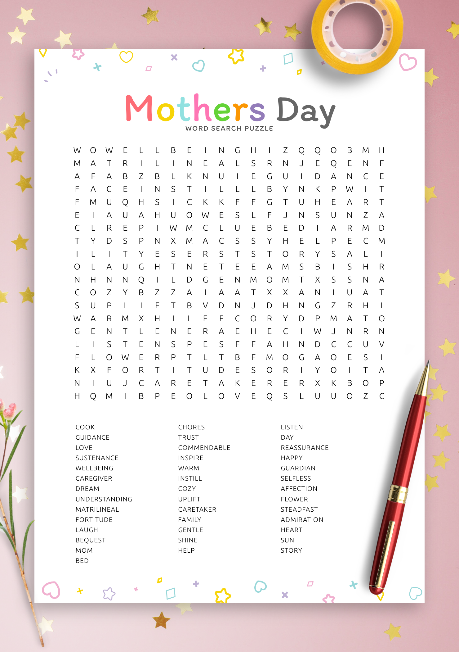 Download Mother s Day Word Search Printable In PDF