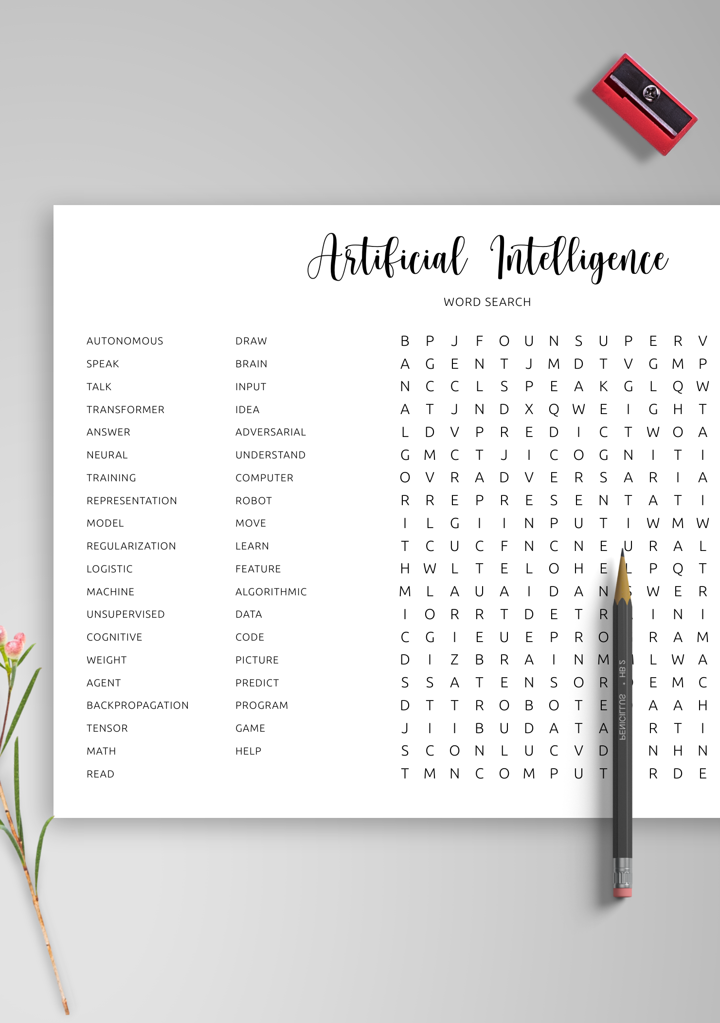 Download Printable AI Word Search In PDF