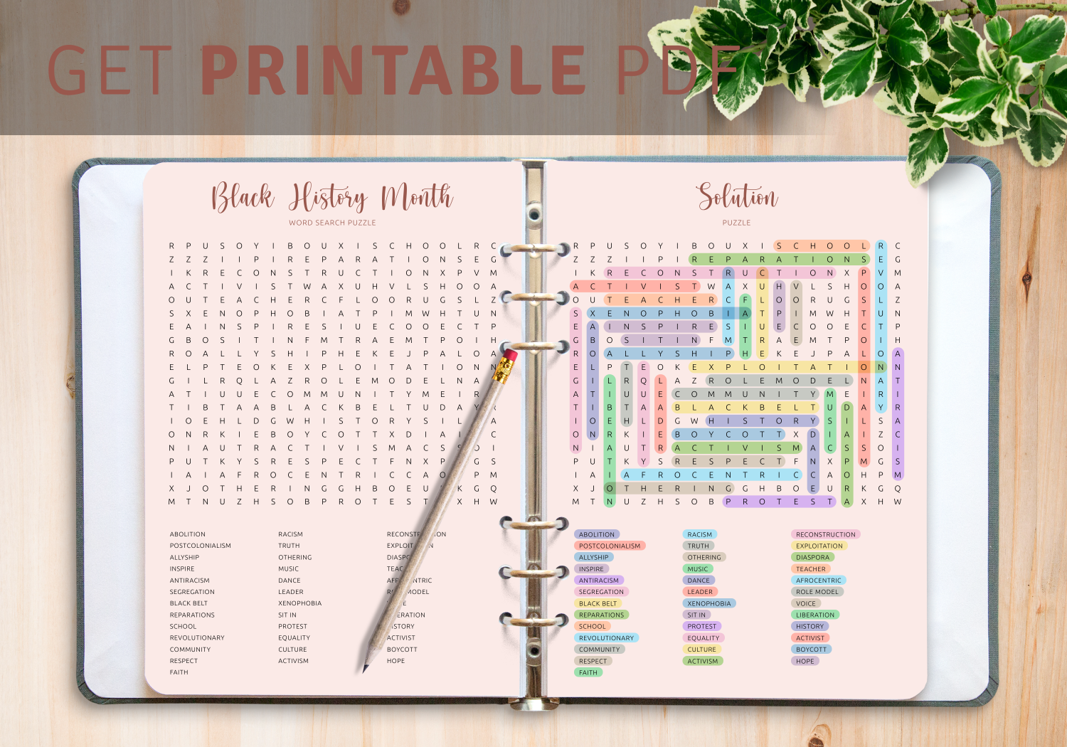 Download Printable Black History Month Word Search In PDF