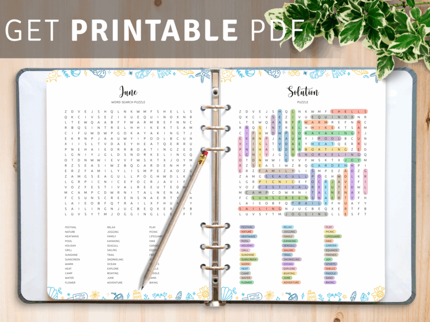 Download Printable June Word Search In PDF