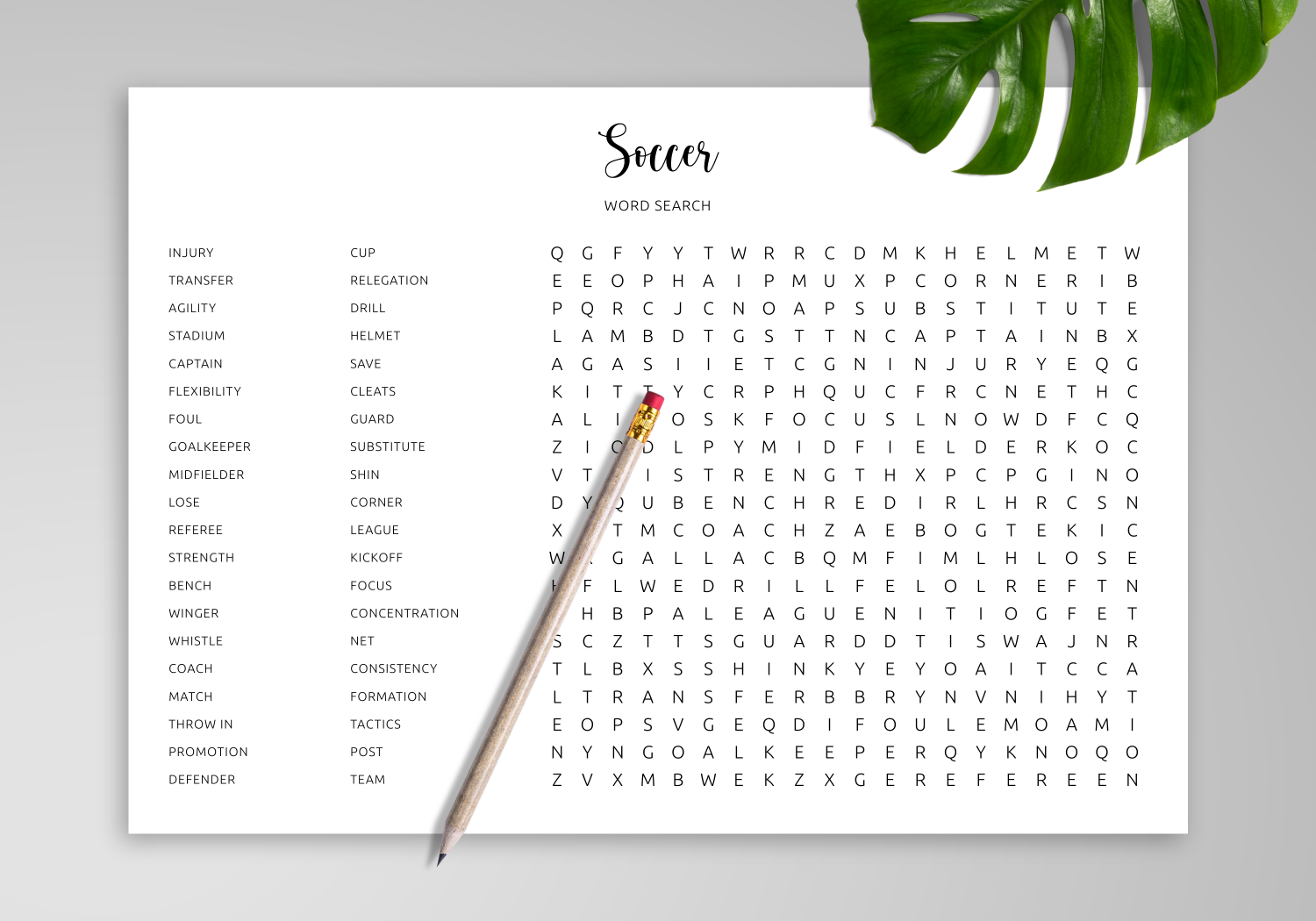Download Printable Soccer Word Search In PDF