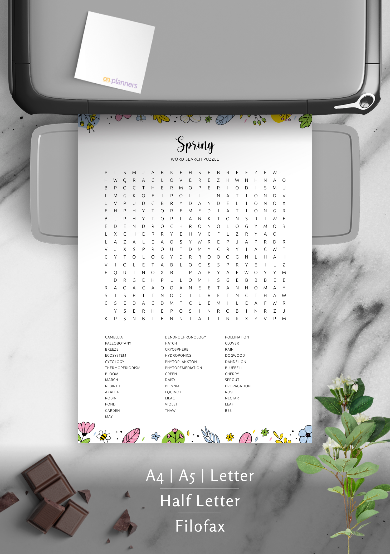 Download Printable Spring Word Search Template PDF