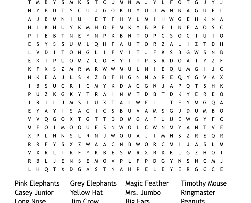 Dumbo Word Search WordMint