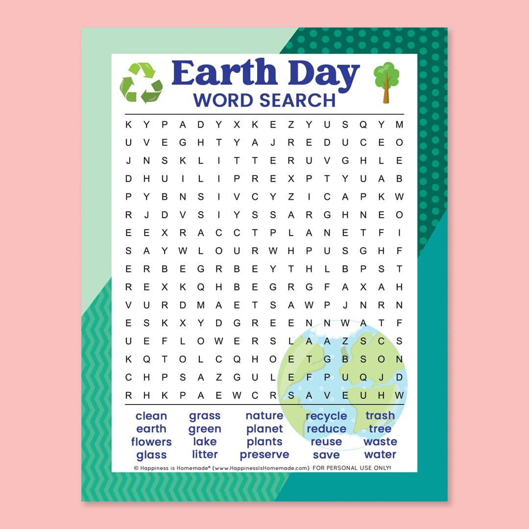 Earth Day Word Search Free Printable Happiness Is Homemade
