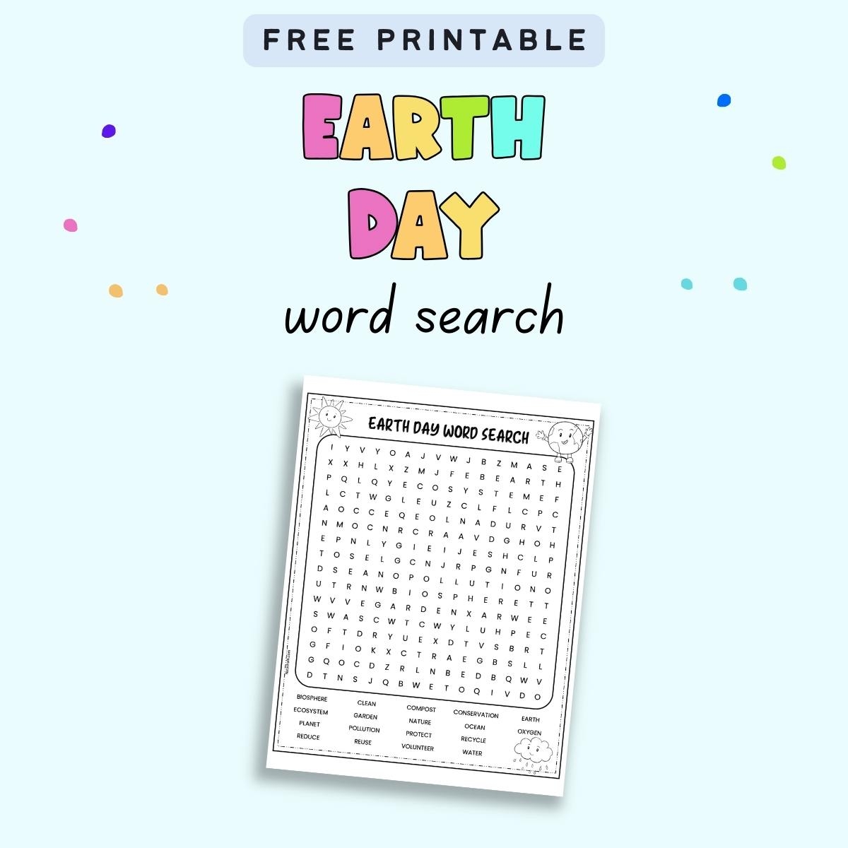 Free Printable Earth Day Word Search