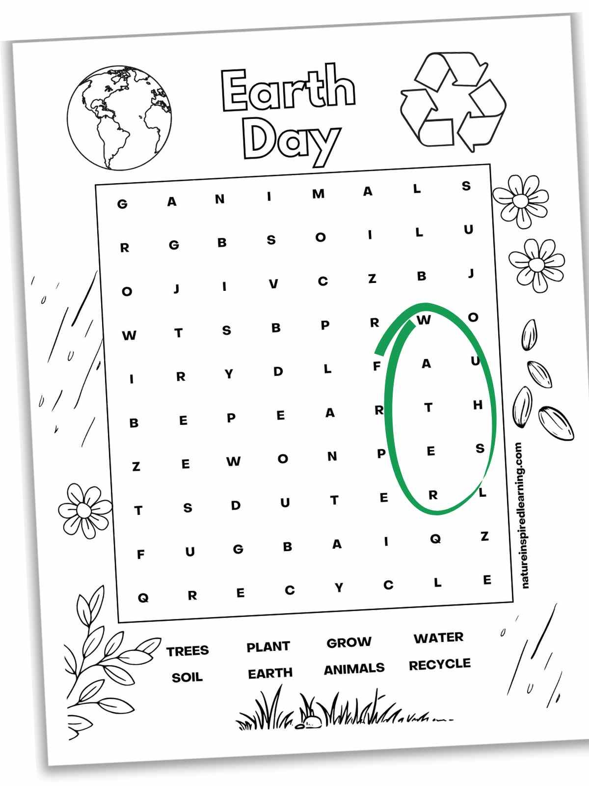 Word Search For First Graders Printable