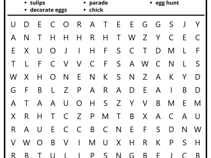 Easter Holiday Vocabulary Word Search For Kids And ESL Students Free Printable PDF Download Ezpzlearn