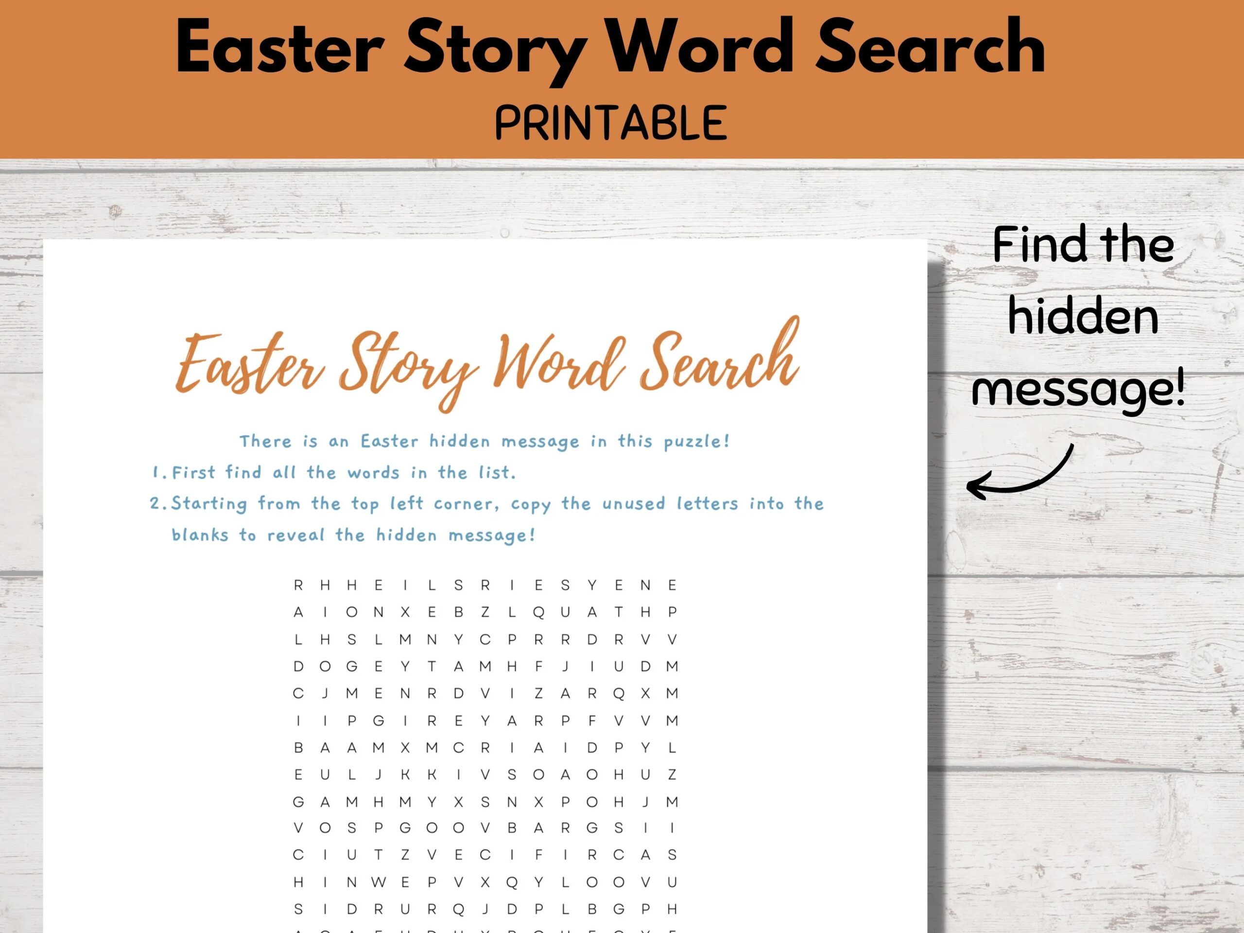 Easter Story Word Search With Hidden Message Bible Word Search Puzzle Answer Key Sunday School Activity For Kids Fun Spring Games Etsy