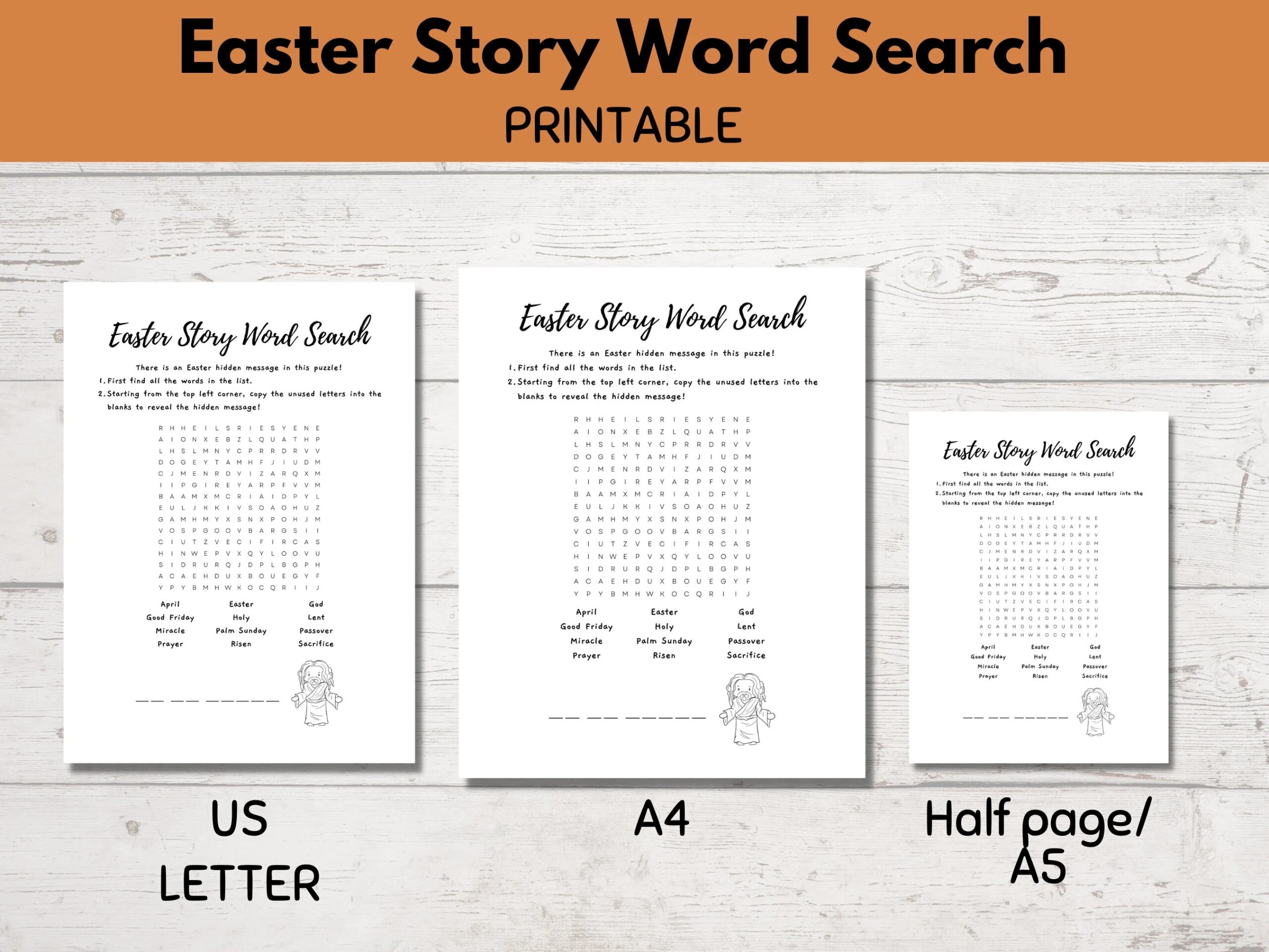 Easter Story Word Search With Hidden Message Bible Word Search Puzzle Answer Key Sunday School Activity For Kids Fun Spring Games Etsy