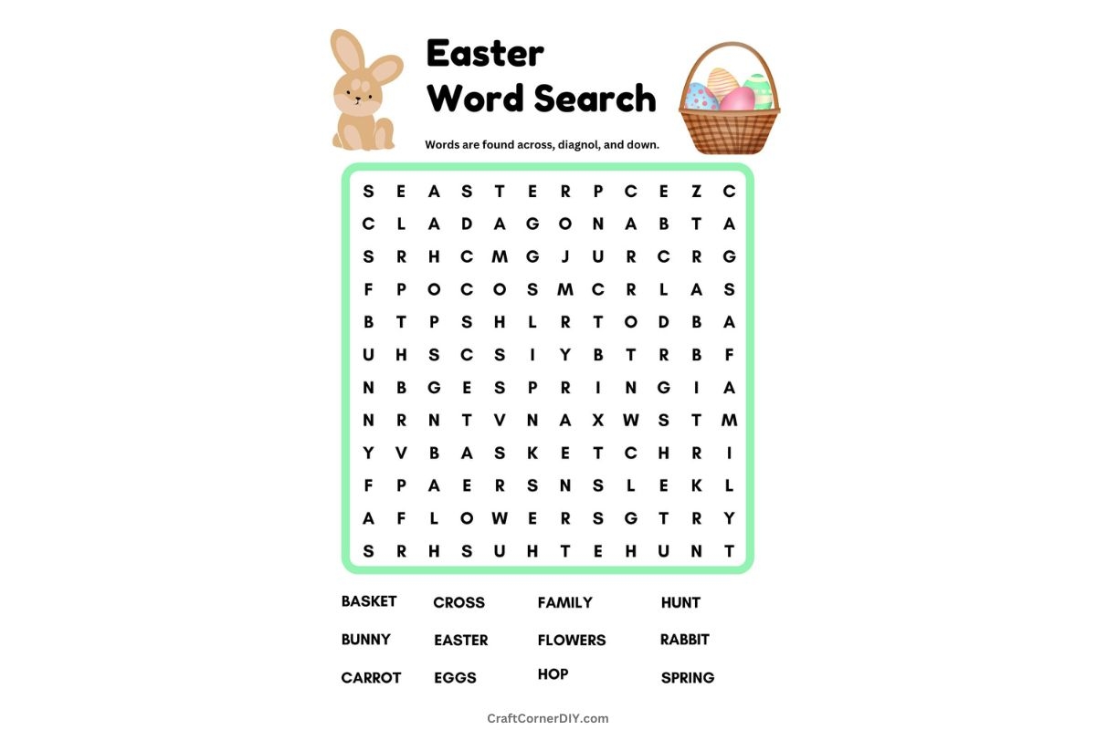 Easter Word Search For Kids Free Printable Craft Corner DIY