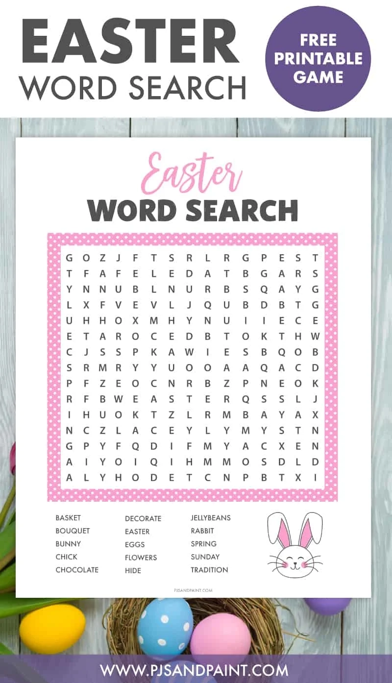Easter Word Search Free Printable Game Pjs And Paint