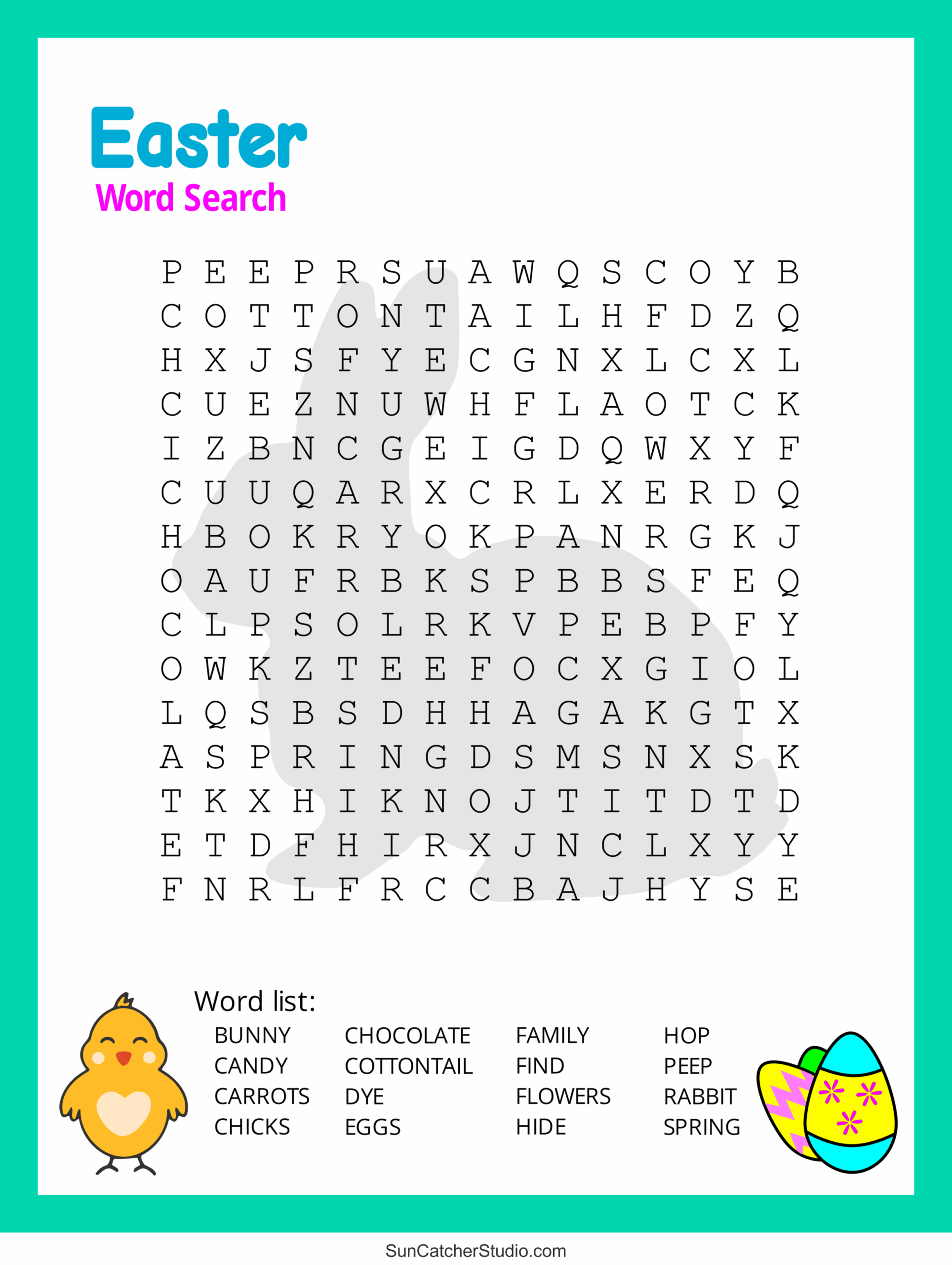 Easter Word Search Free Printable PDF Puzzles Free Printables Monograms Design Tools Patterns DIY Projects
