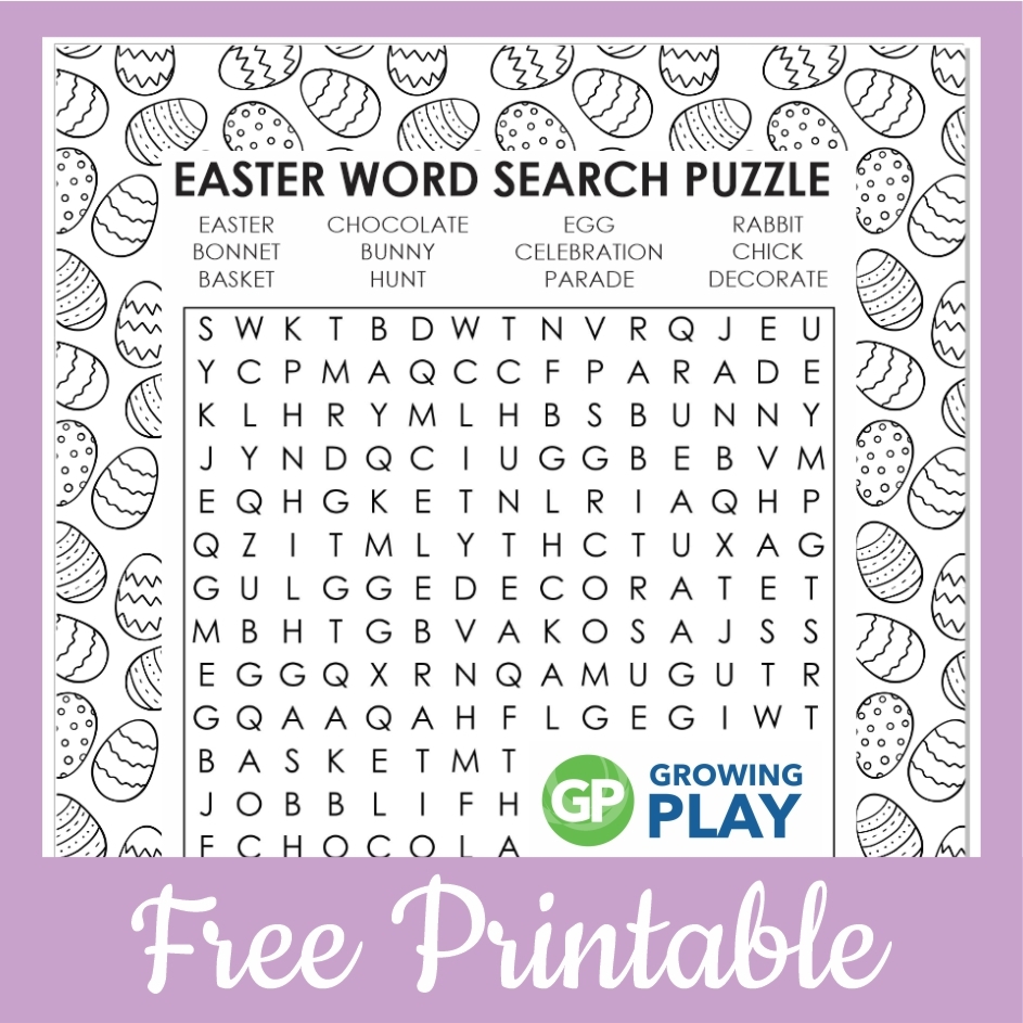 Easter Word Search Printable FREE Growing Play