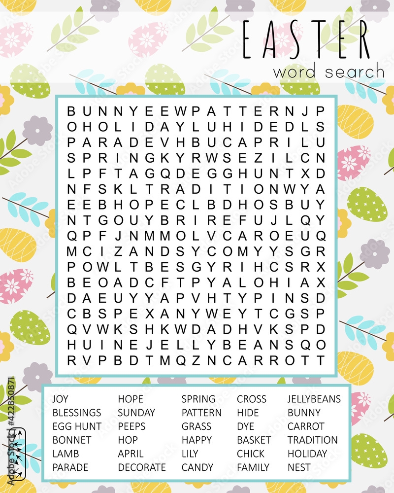 Easter Word Search Puzzle Educational Game For Kids Funny Holiday Crossword Festive Colorful Worksheet For Learning English Words Vector Illustration Stock Vector Adobe Stock