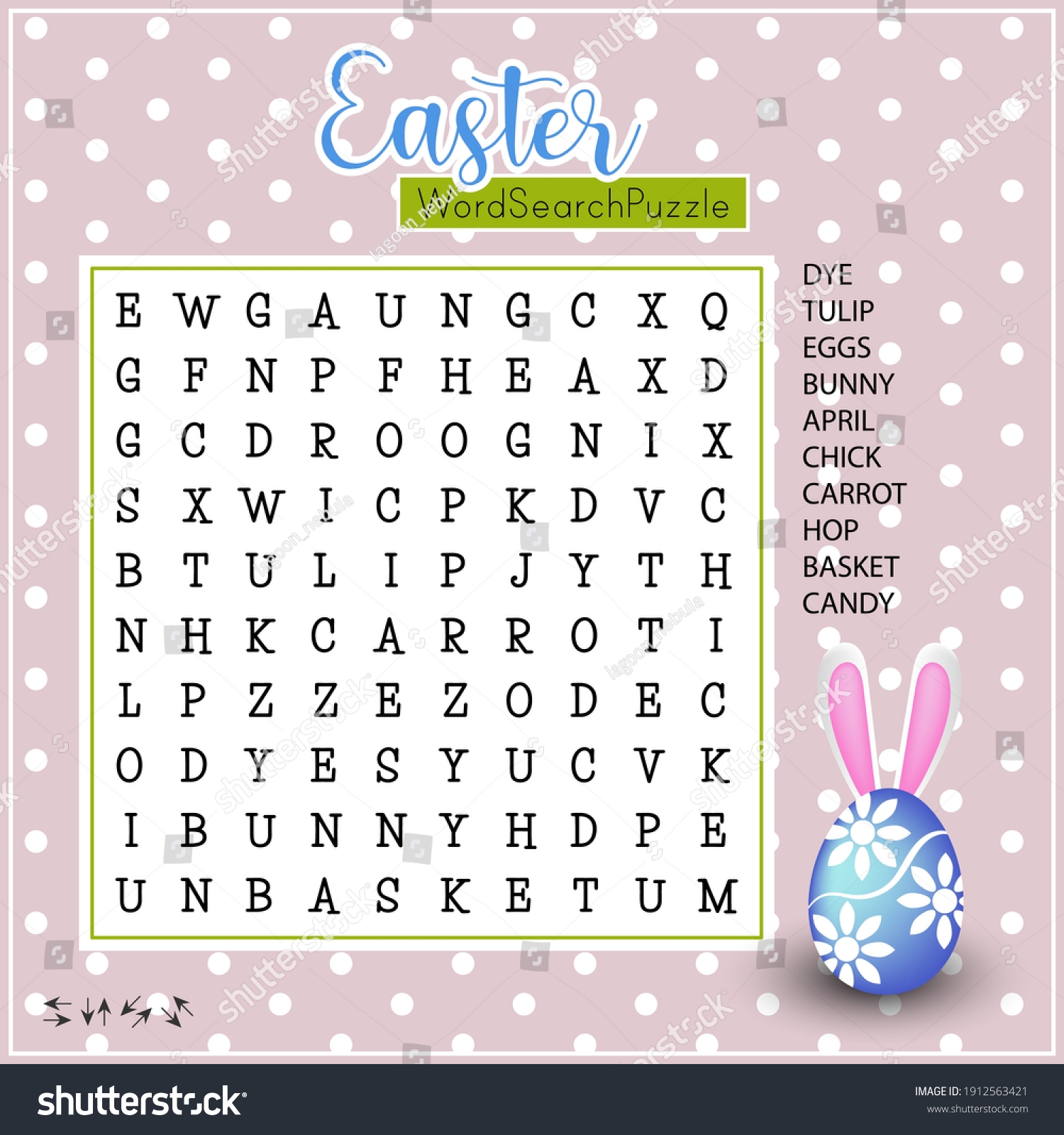 Easter Word Search Puzzle Educational Game Stock Vector Royalty Free 1912563421 Shutterstock