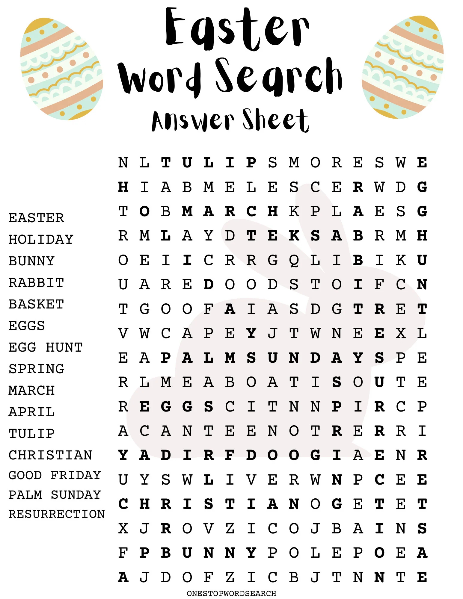 Easter Word Search Puzzle With Answer Sheet Easter Games Easter Activities Holidays Etsy