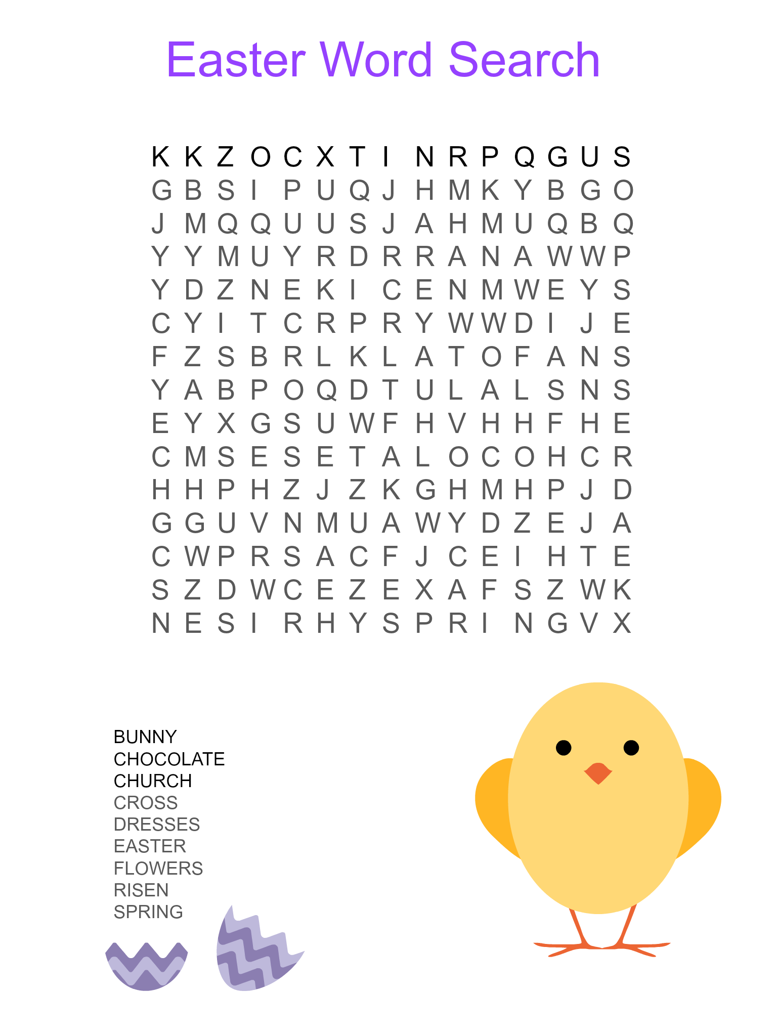 Free Printable Sunday School Easter Word Search