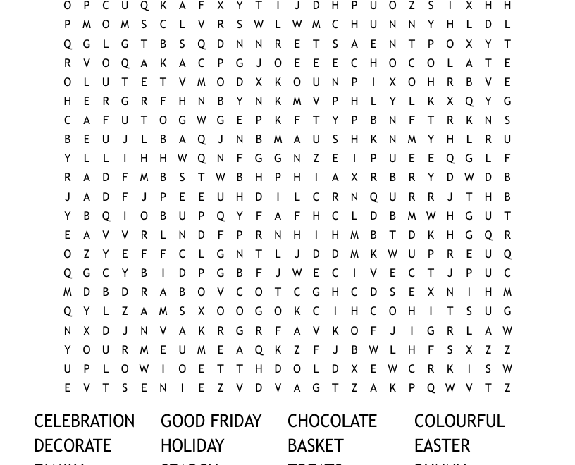 Easter Word Search WordMint