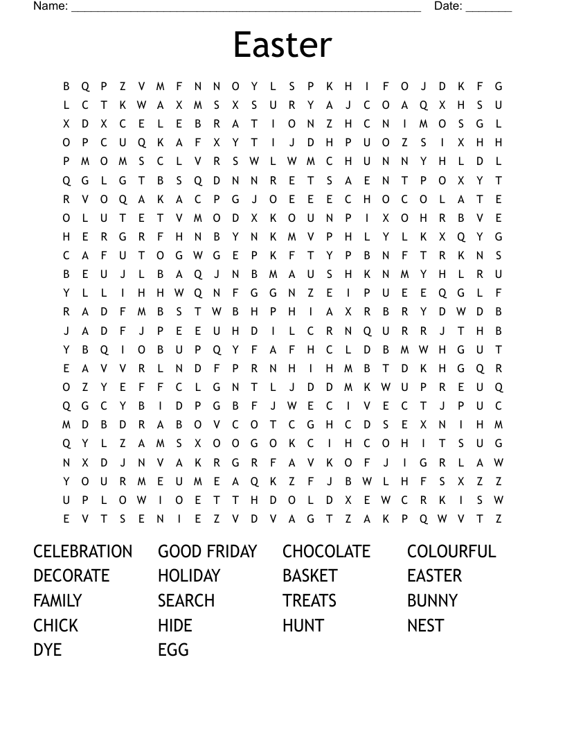 Easter Word Search WordMint
