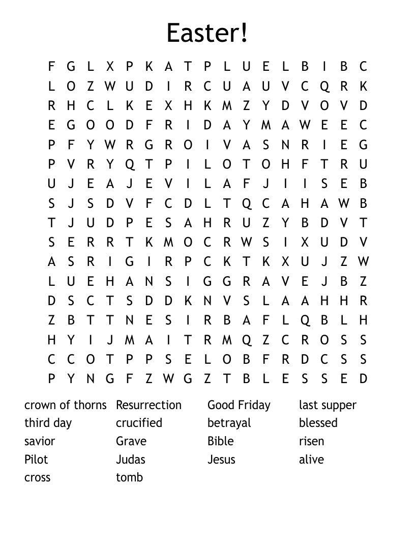 Easter Word Search WordMint