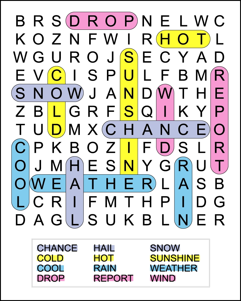 Easy Weather Word Search For Kids Tree Valley Academy