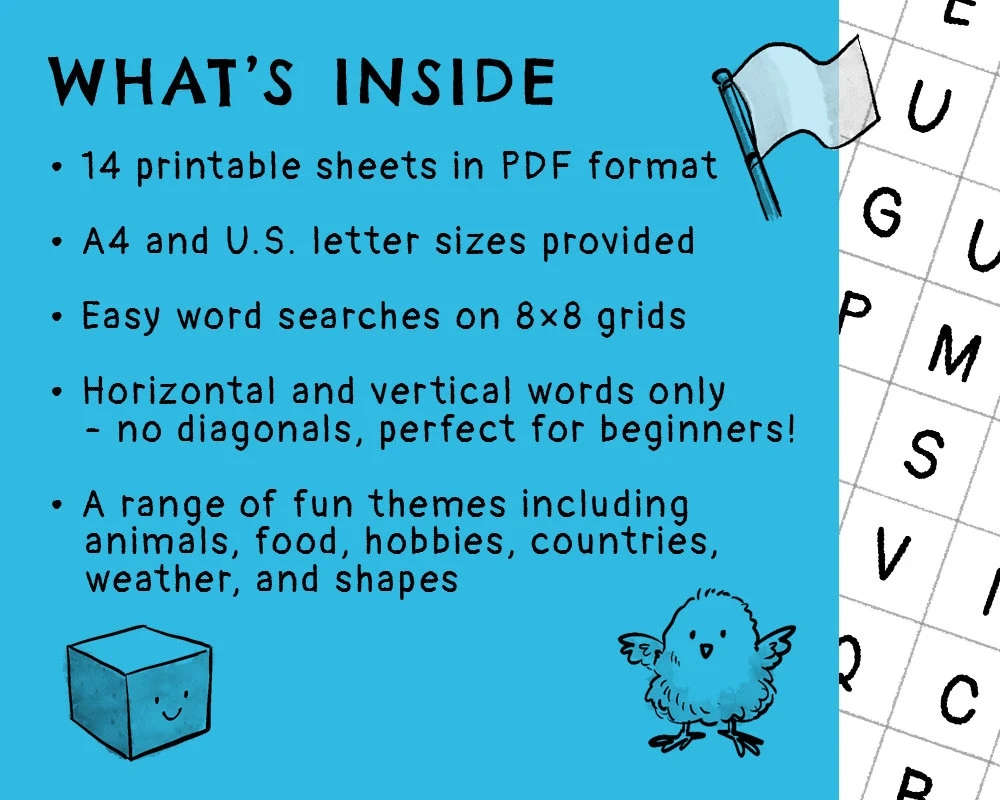 Easy Word Search Sheets For Kids Volume 2 14 Printable Puzzles Instant Digital Download Children s Activity Bundle Etsy