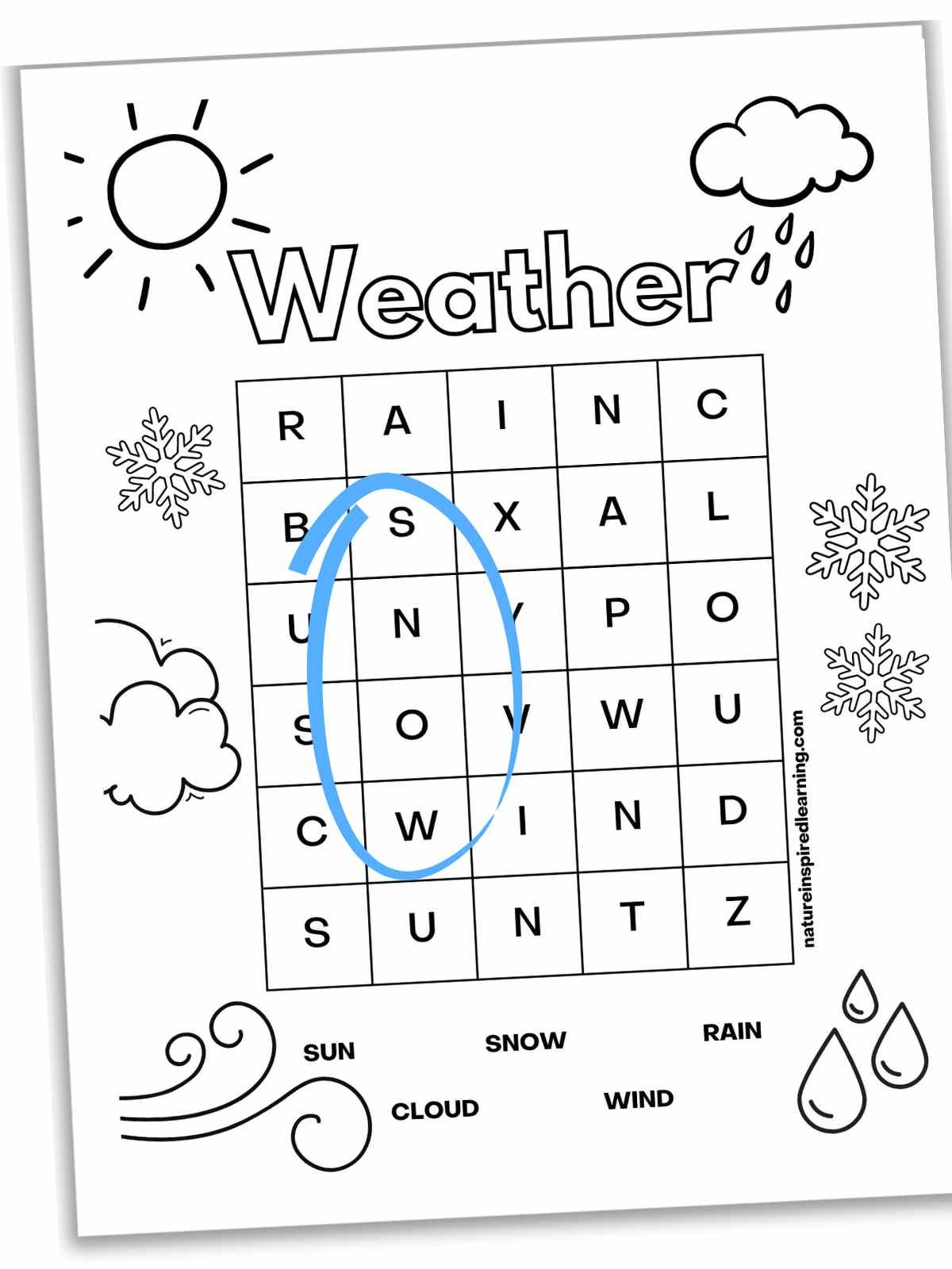 Easy Word Searches For Kindergarten Nature Inspired Learning
