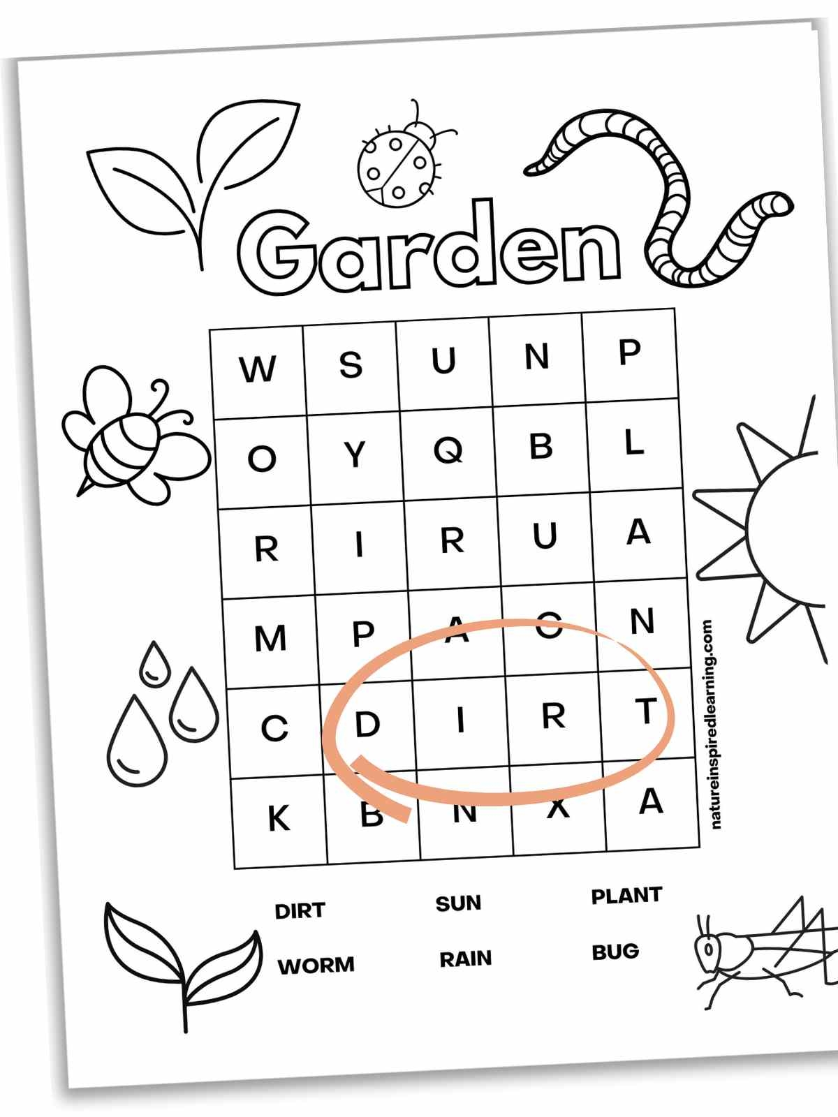 Easy Word Searches For Kindergarten Nature Inspired Learning Worksheets Library