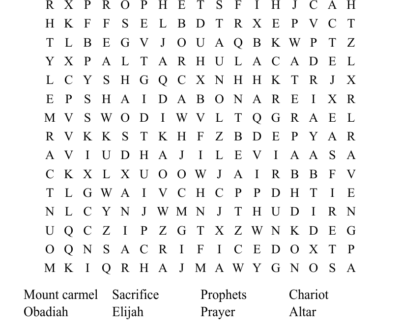 ELIJAH Word Search WordMint