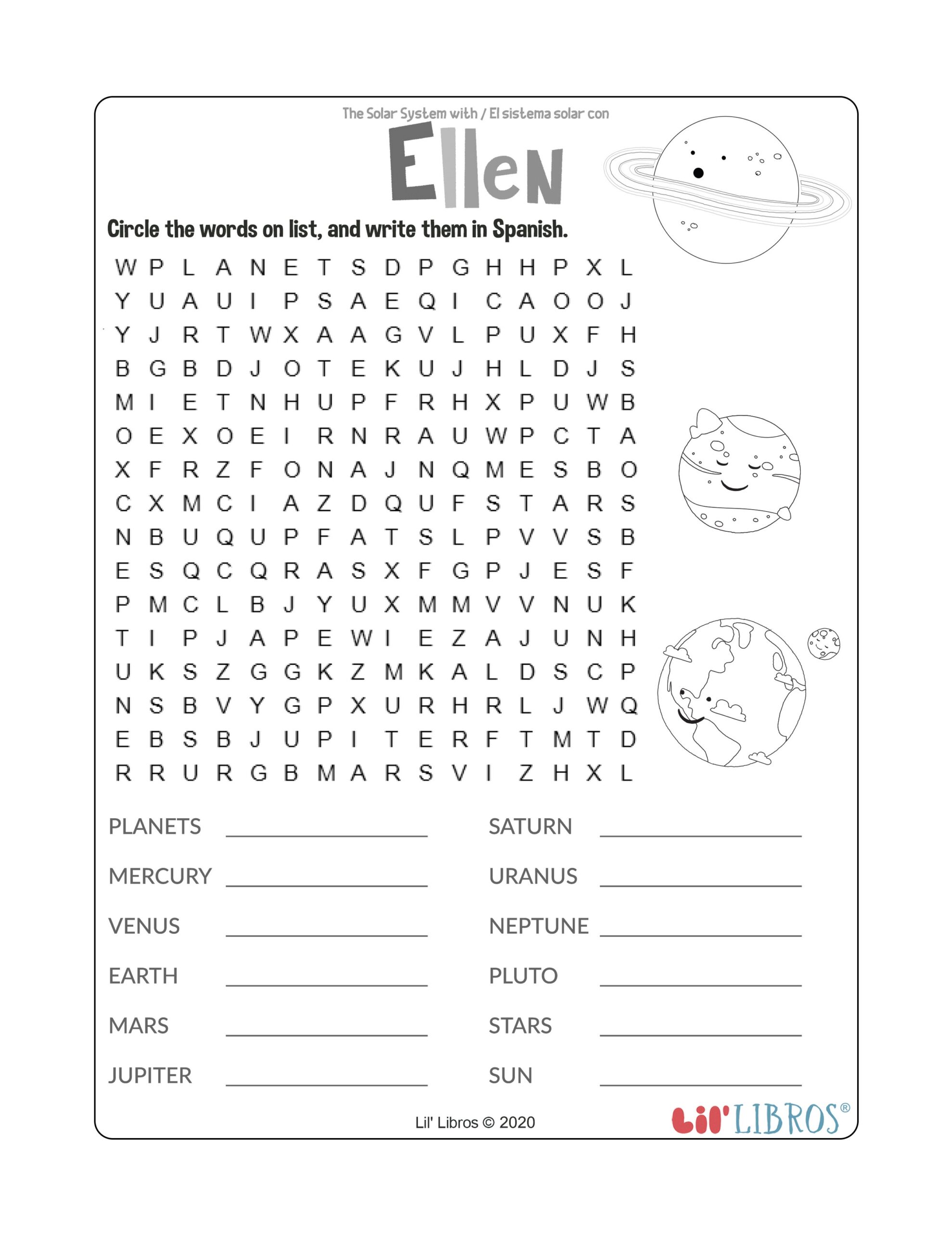 Ellen Activity Sheets Lil Libros Learning Portal