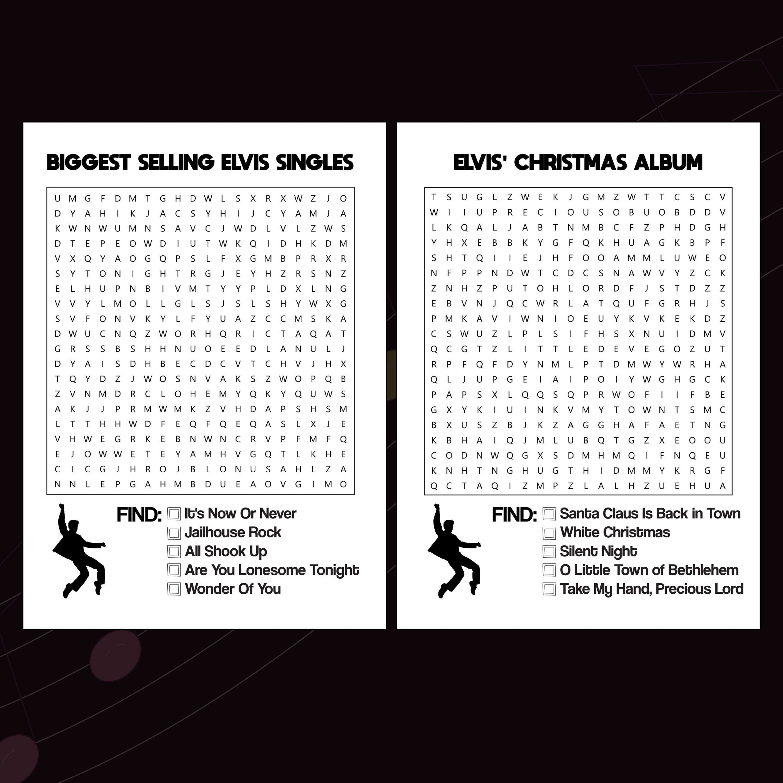 Elvis Presley Word Search Coloring Books Digital Printables Word Search Puzzles Fun Activity Rock N Roll Party Elvis Gifts Etsy