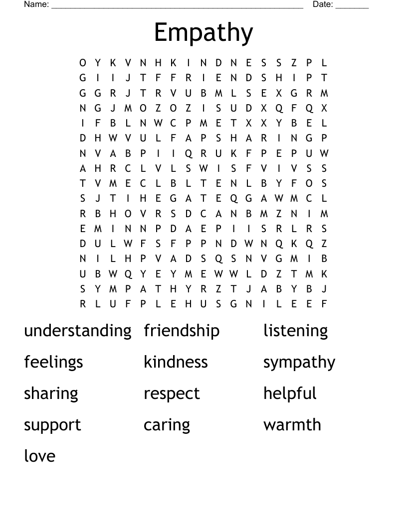 Empathy Word Search WordMint