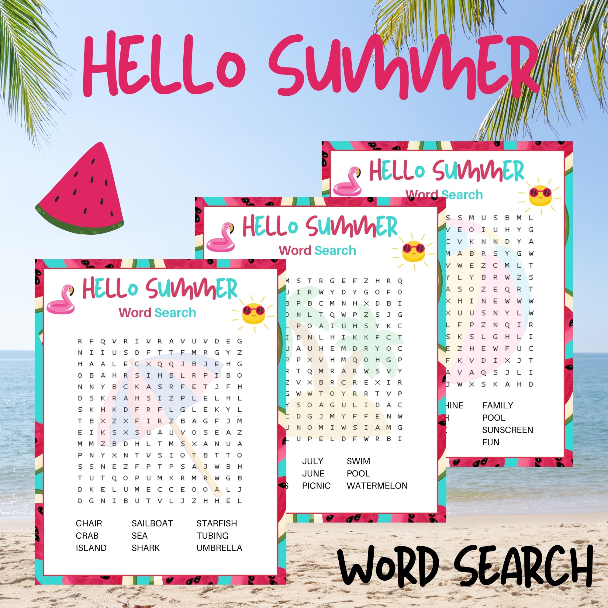 Printable Summer Word Search Middle School