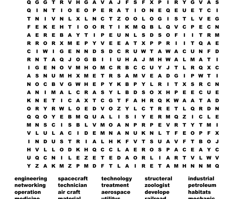 Engineering Word Search WordMint