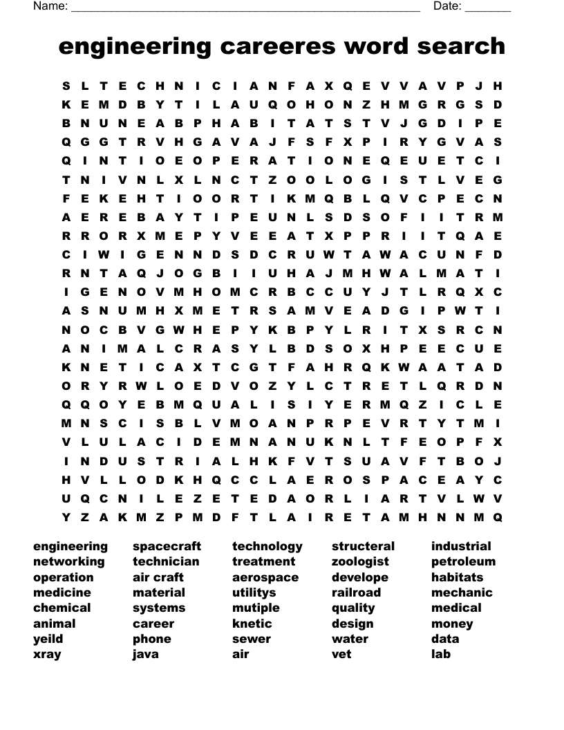 Engineering Word Search WordMint