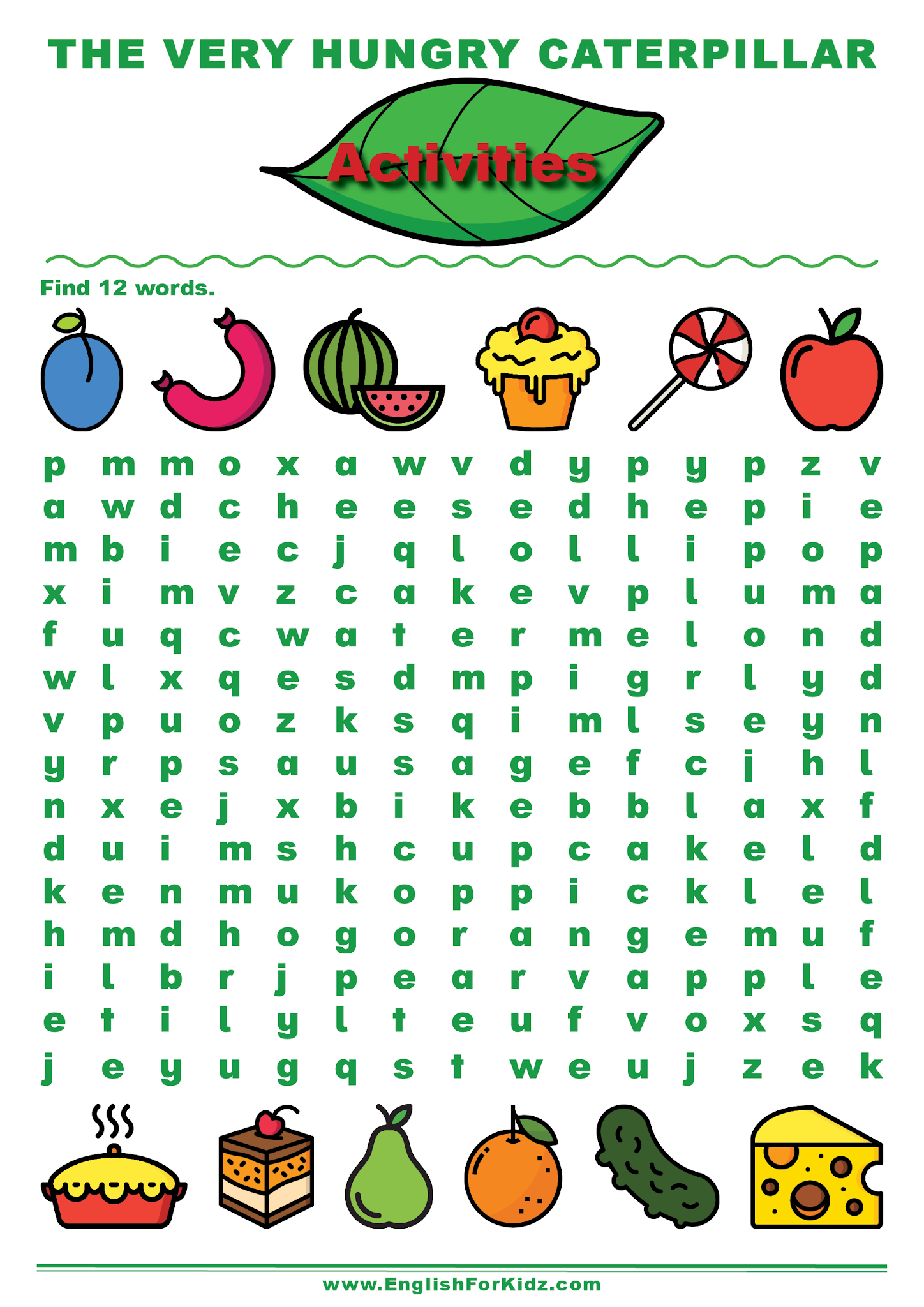 English For Kids Step By Step The Very Hungry Caterpillar Activities