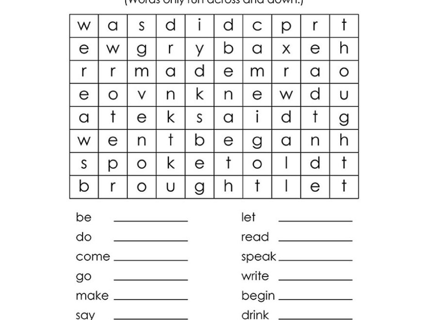 English Unite Irregular Verbs Word Search Puzzle 1