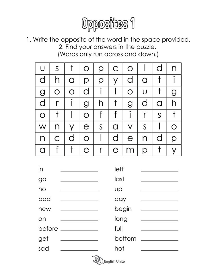 english unite opposites word search puzzle 1