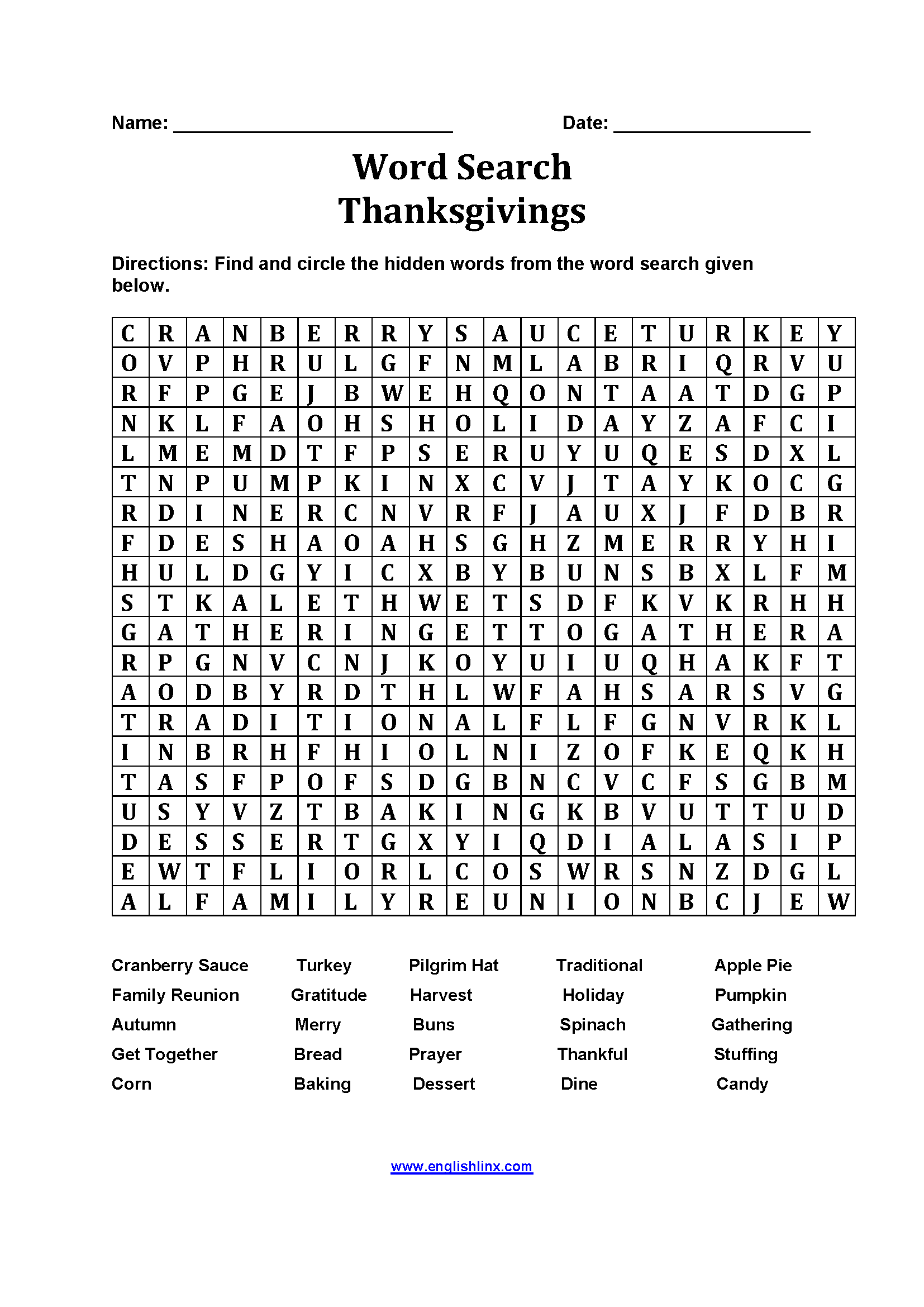 Englishlinx Word Search Worksheets