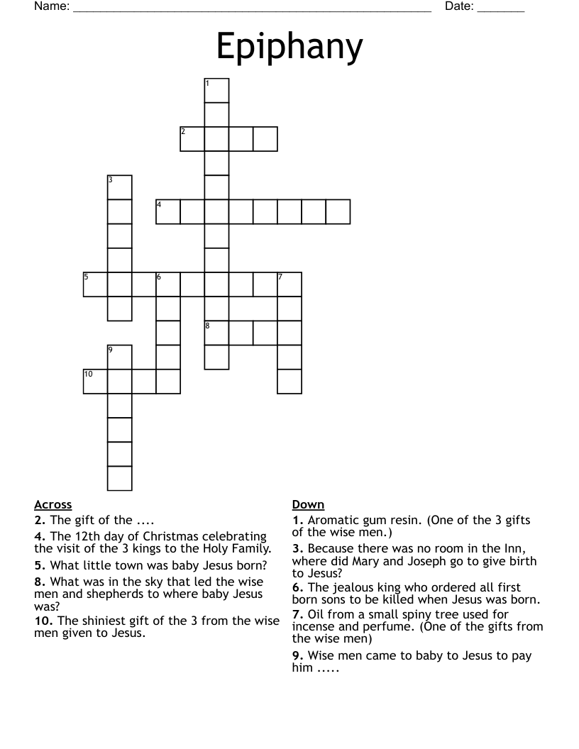 Epiphany Word Search Printable
