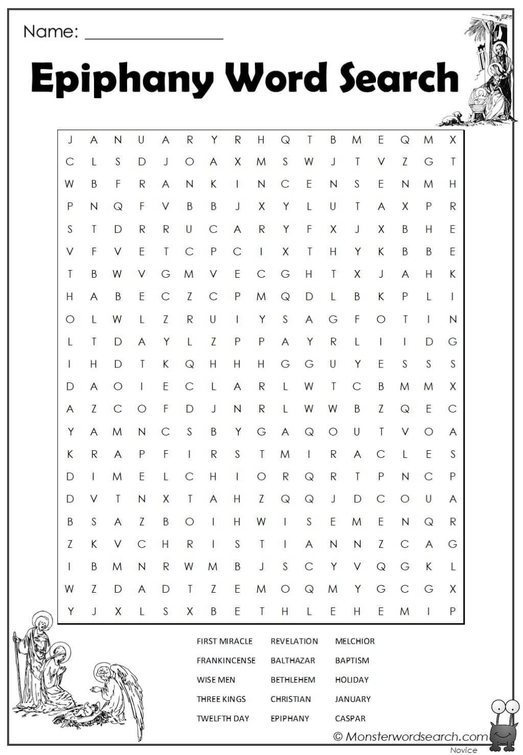 Epiphany Word Search Worksheets Library