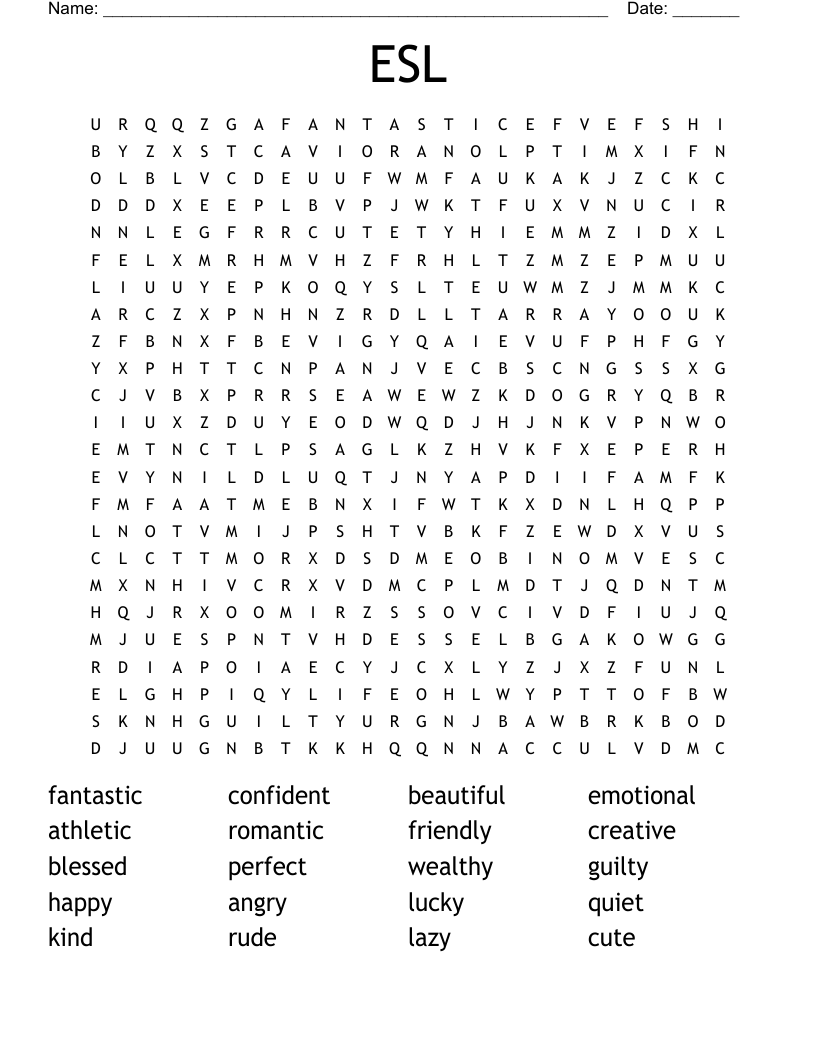 ESL Word Search WordMint