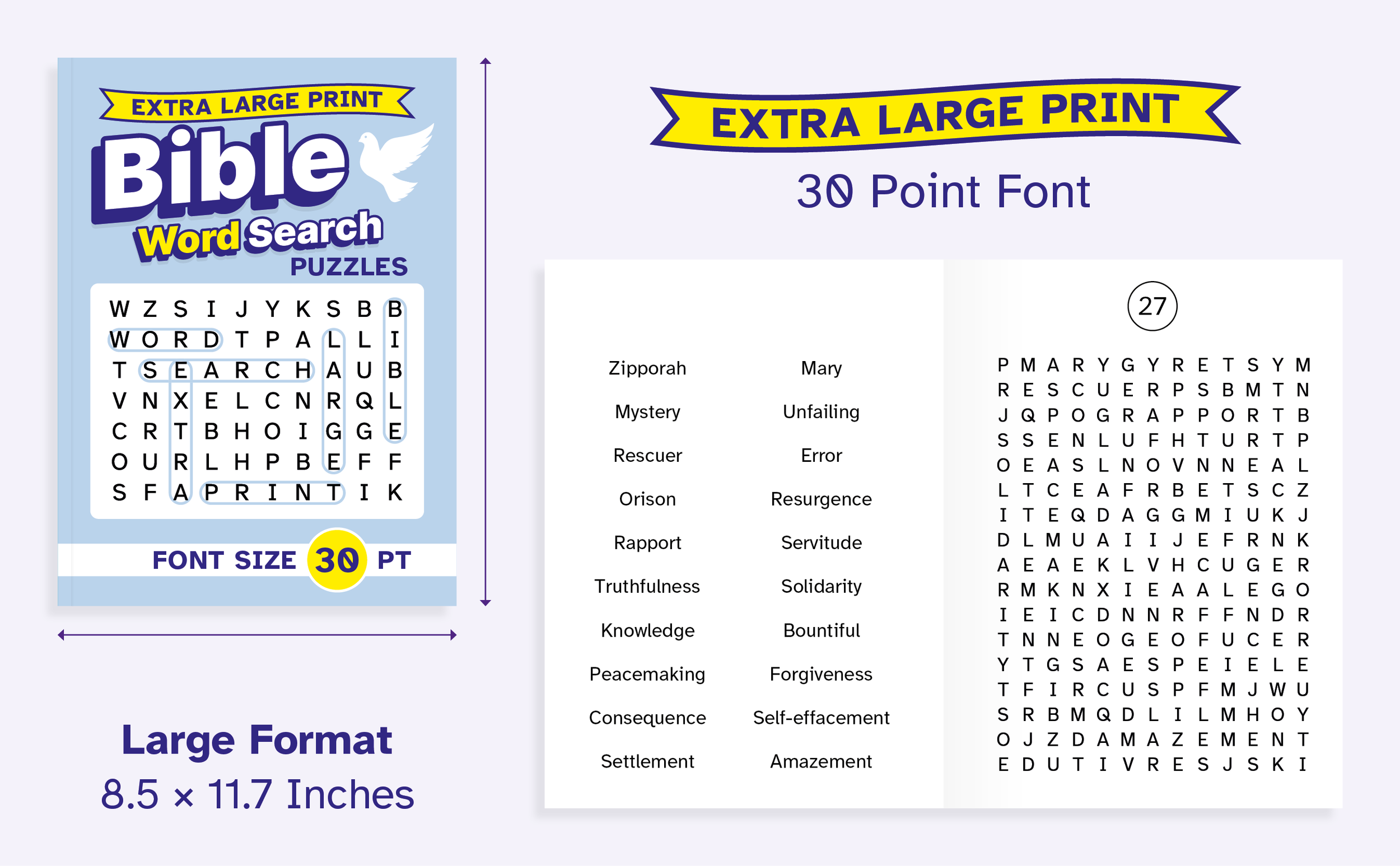 Extra Large Print Bible Word Search Puzzles Font Size 30 Pt Clarence Edgehill
