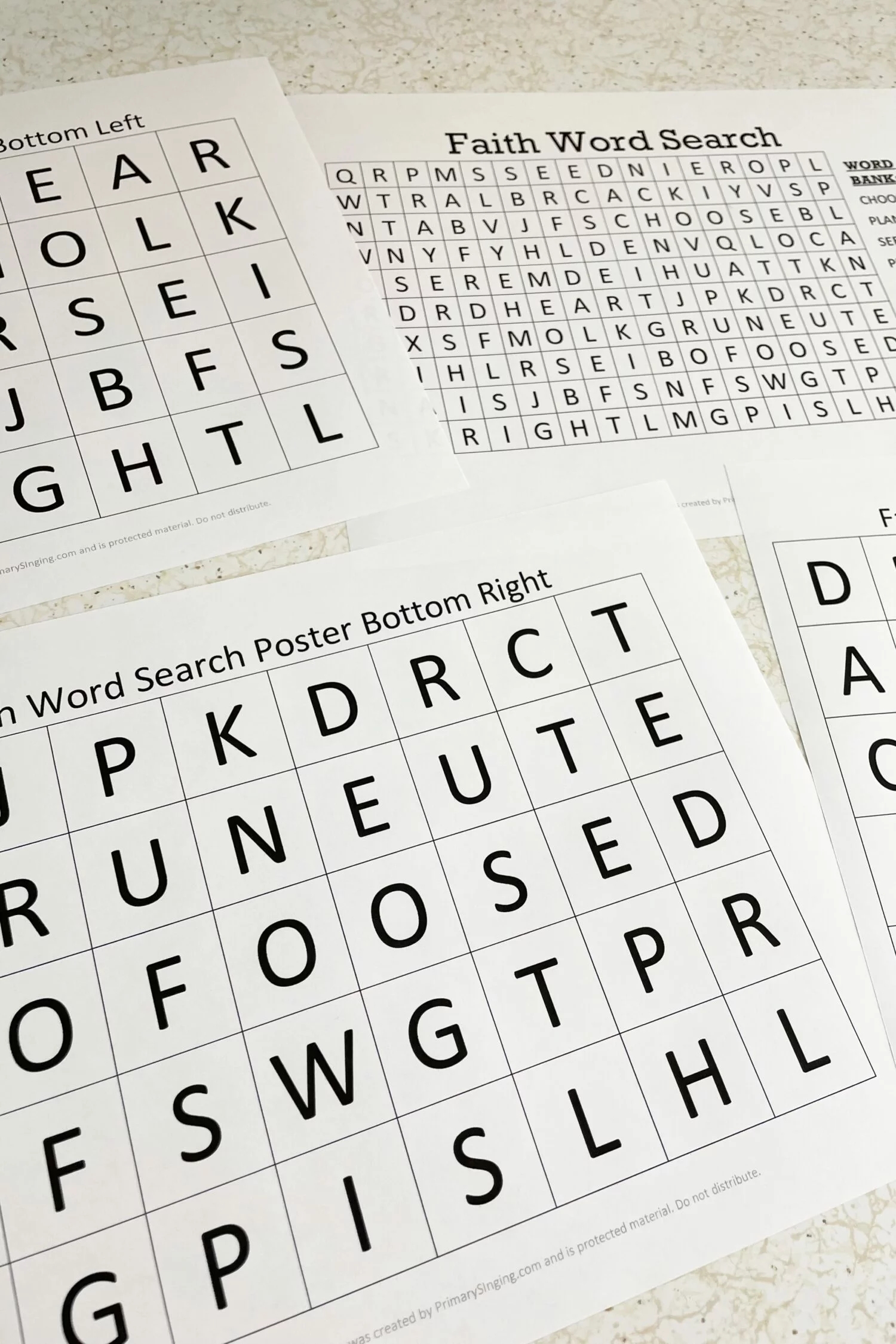 Faith Song Word Search Primary Singing