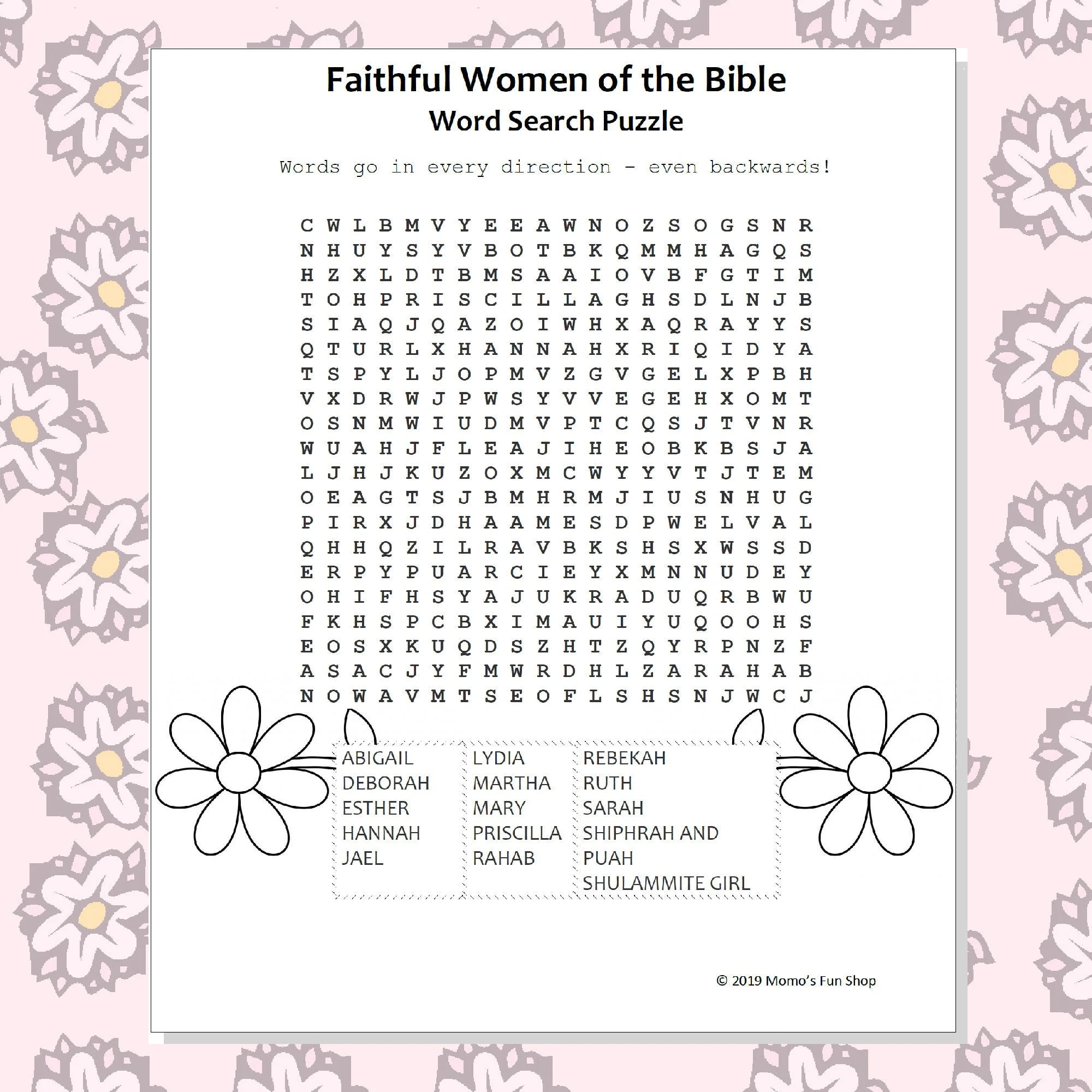 Faithful Women Of The Bible Word Search Puzzle JW Printables For Kids Family Worship Meeting Activity Sheet Instant Download PDF Etsy
