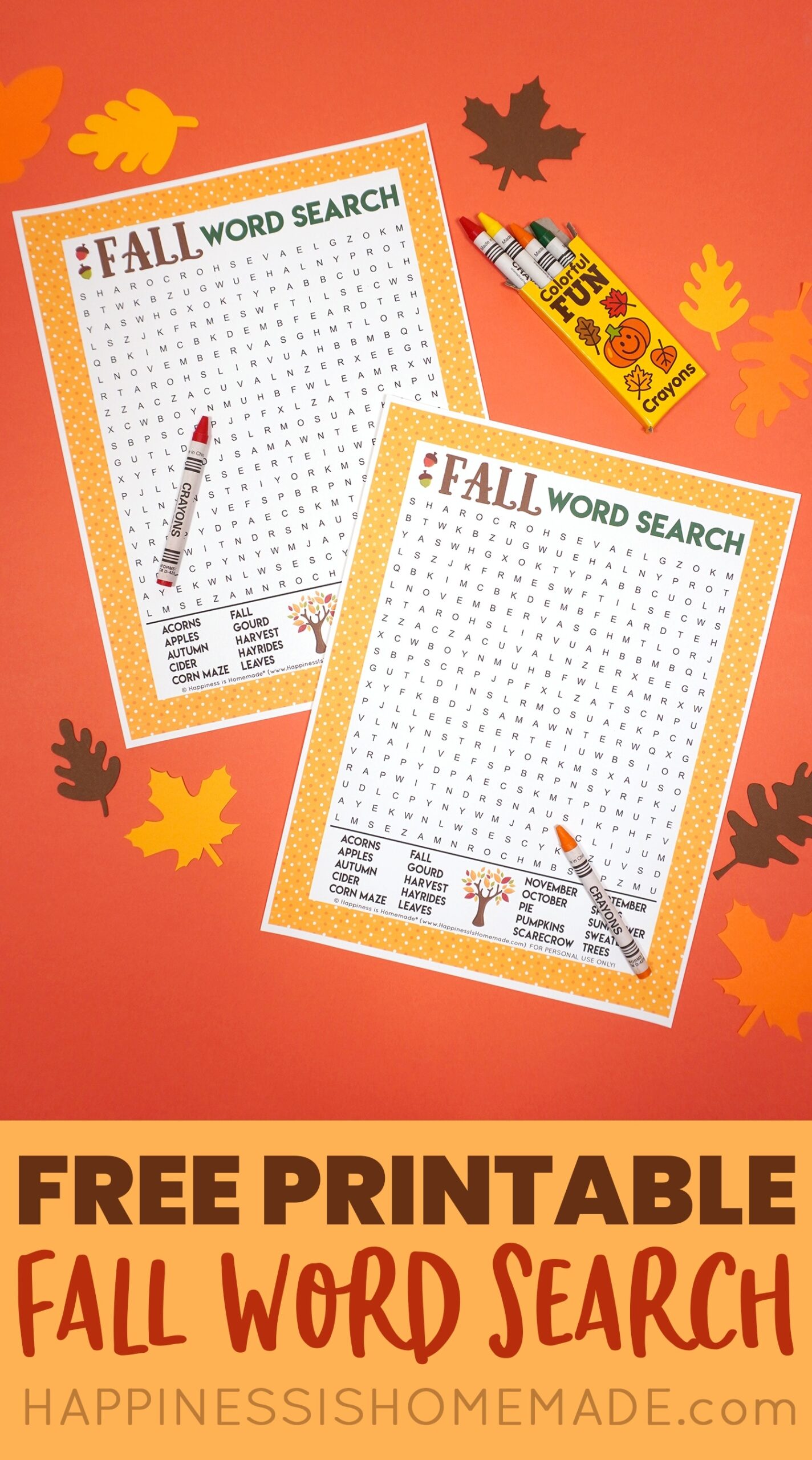 Fall Word Search Printable Happiness Is Homemade