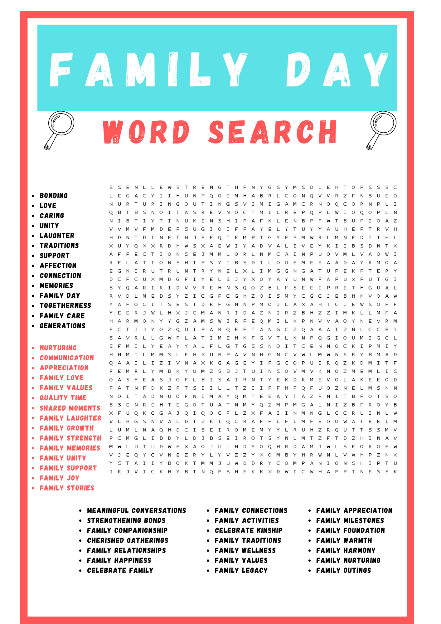 Grandparents Day Free Printable Word Search