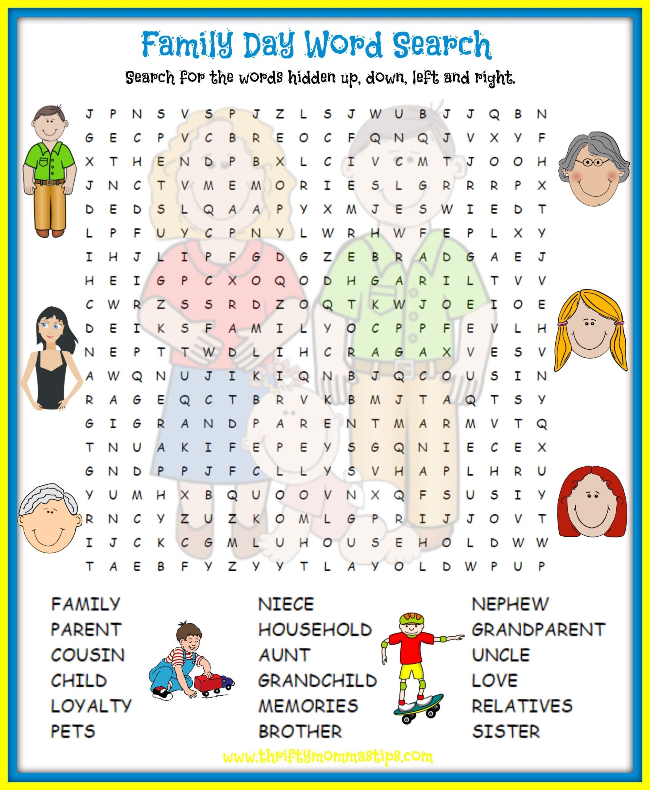 Family Day Word Search Thrifty Mommas Tips