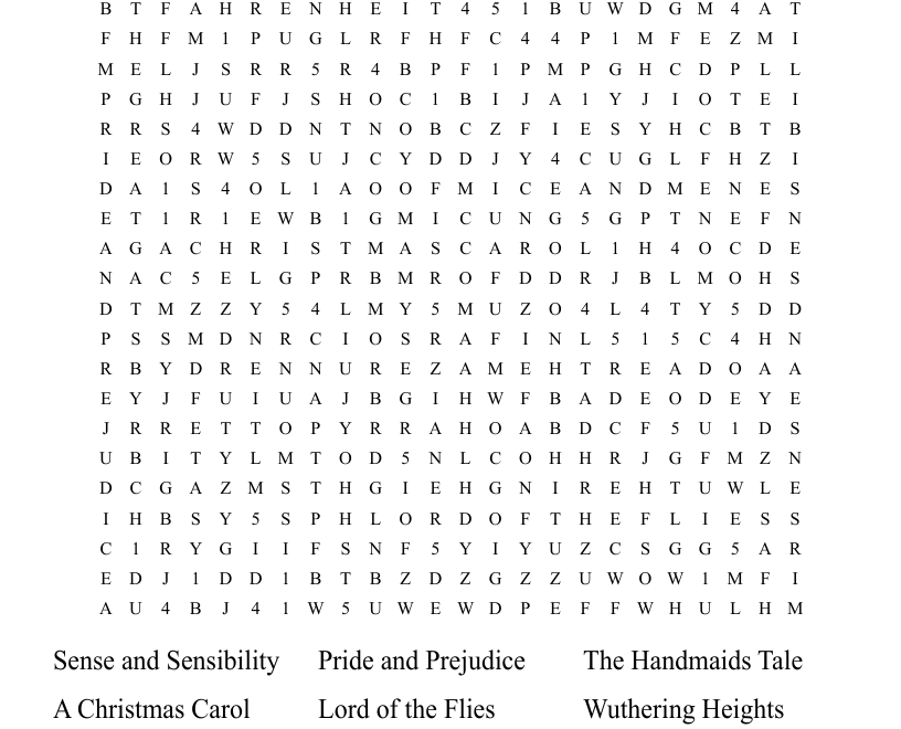 FAMOUS BOOKS Word Search WordMint